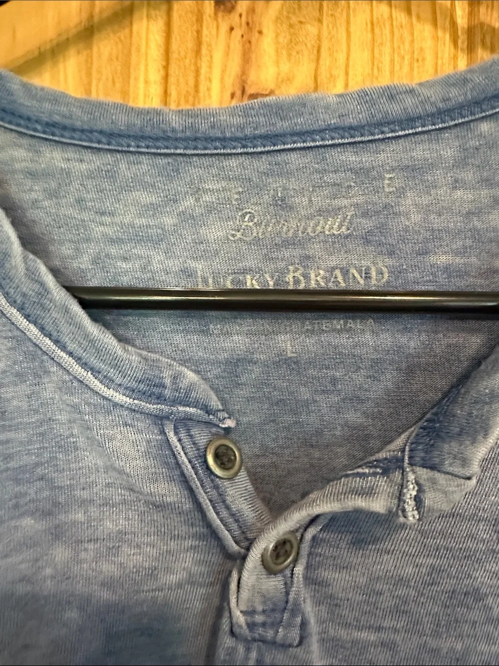 Lucky Brand Faded Blue Short-Sleeve Henley Tee
